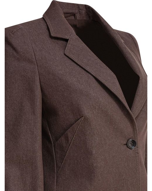 Max Mara Brown Denim-Effect Cotton Blazer