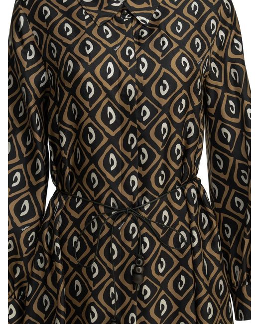 Max Mara Black Silk Long Chemise Dress