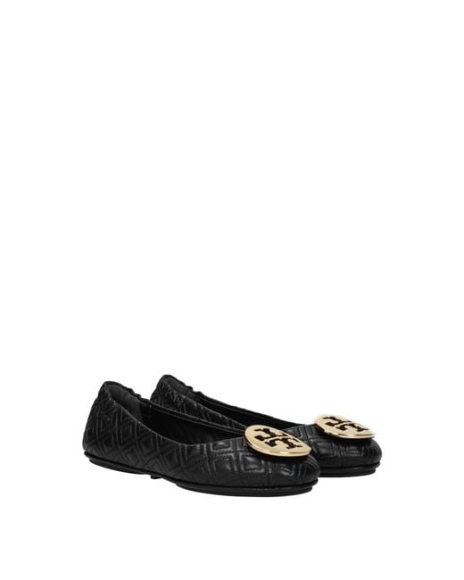 Tory Burch Black Leather Ballet Flats