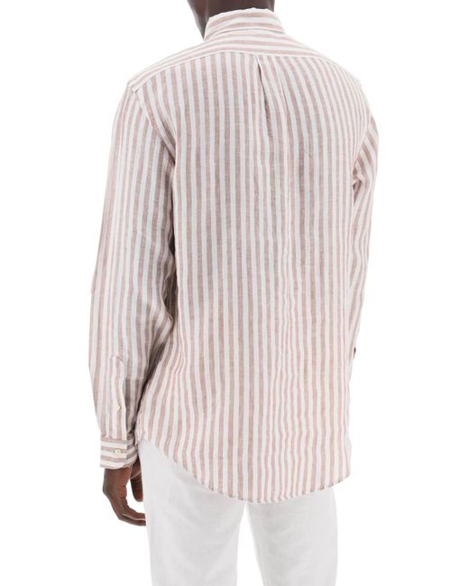 Polo Ralph Lauren Gestreepte Aangepaste Fit Shirt in het Pink