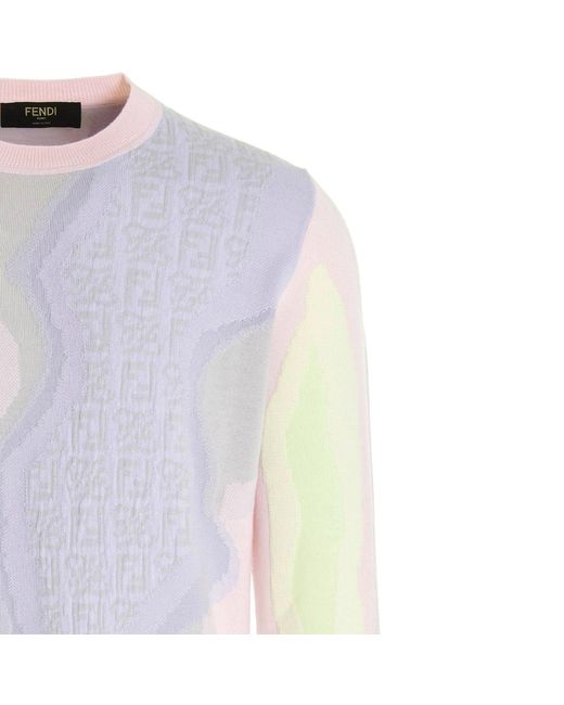 Suéter de algodón del logotipo de Fendi de hombre de color Pink