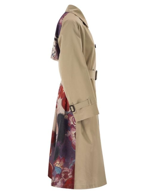 Weekend by Maxmara Natural Wksninfa Water Repellent Gabardine Trench Coat With Print