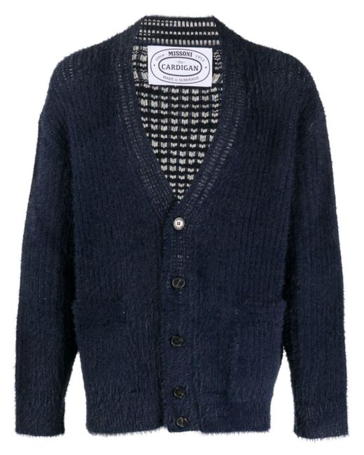 Missoni Blue V-Neck Knitted Cardigan for men