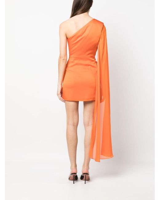 Roland Mouret Orange Asymmetric Silk Crepe Mini Dress