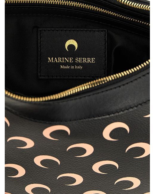 MARINE SERRE Black 'Moon Canvas Eclips' Shoulder Bag