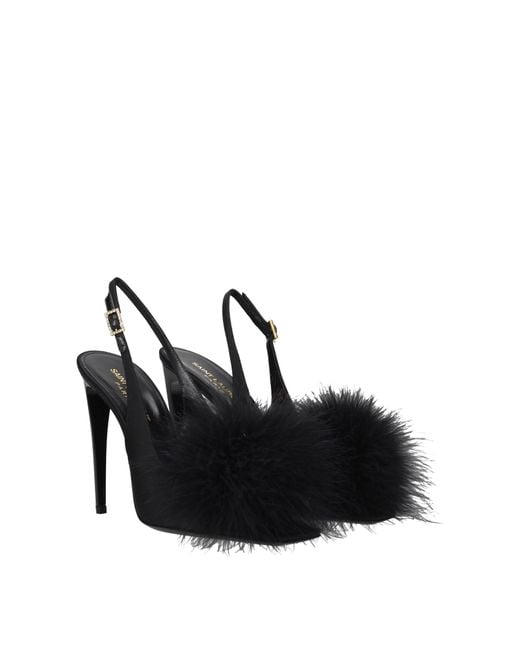 Saint Laurent Black Sandals Satin