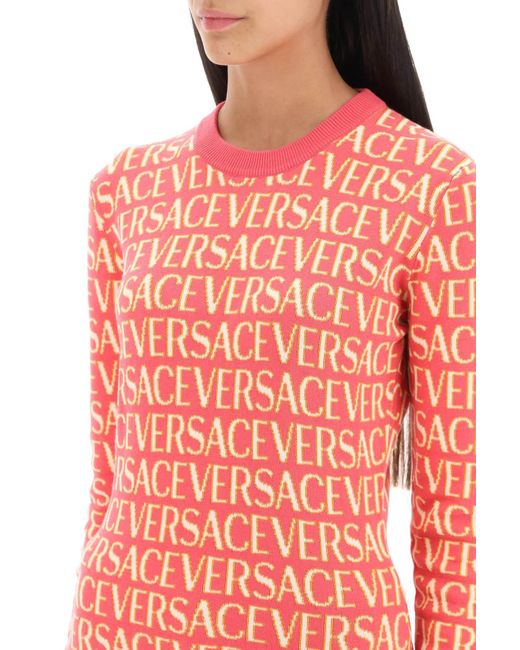 Versace ' Allover' Crew Neck Sweater in het Red