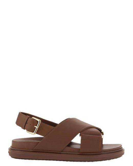 Marni Brown Fussbett Leather Sandal