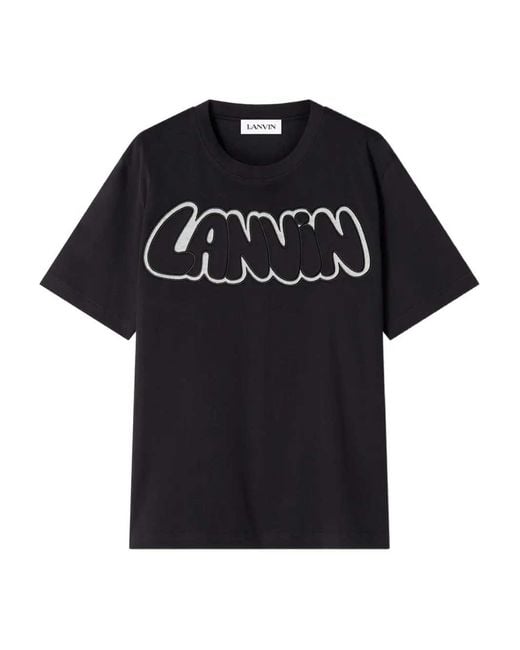 Lanvin Black T Shirt With Applique