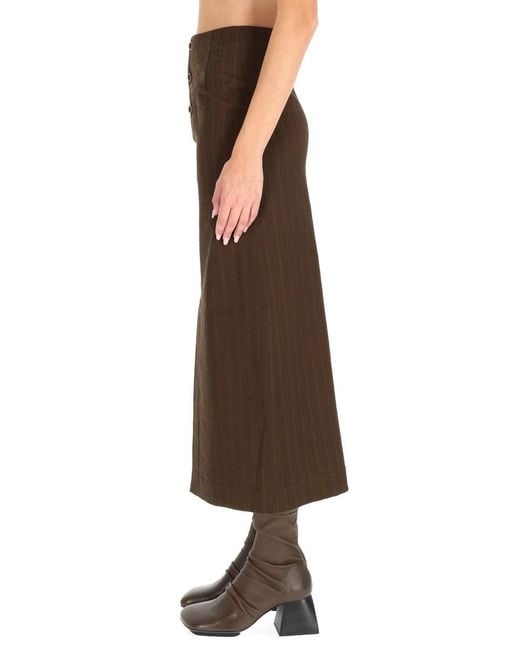 Uma Wang Brown Pinstripe Button Skirt