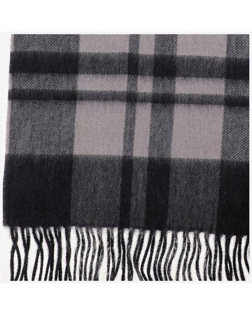 Alex Begg Black Cashmere Scarf With Check Pattern for men