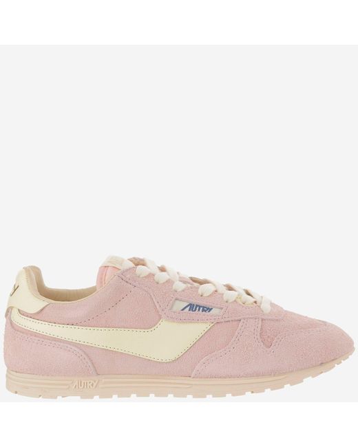 Autry Pink Windspin Leder -Turnschuhe