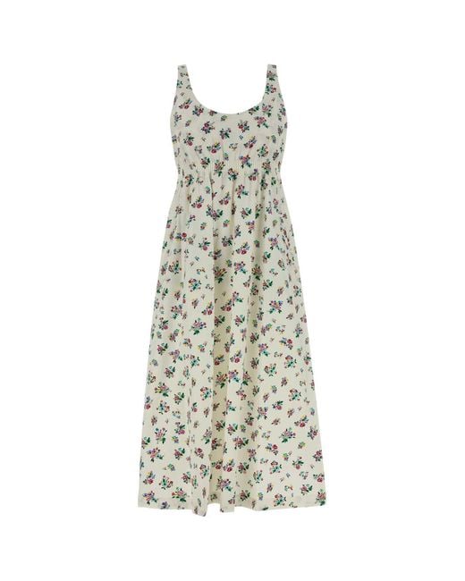 Tory Burch White Printed Poplin Dress