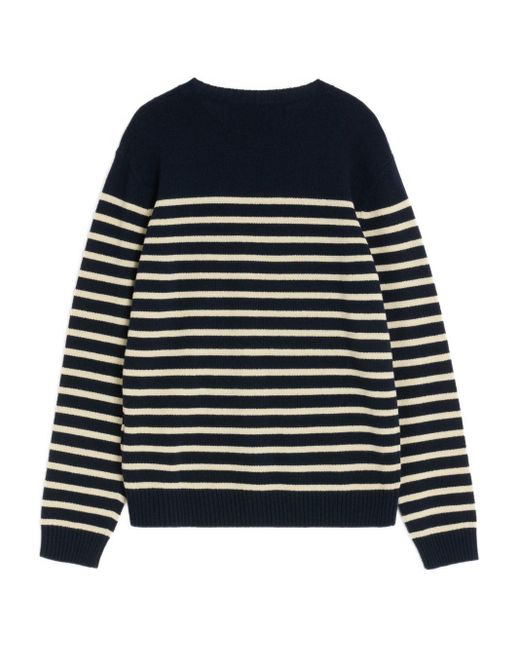 Valentino Blue Chez Wool Striped Sweater