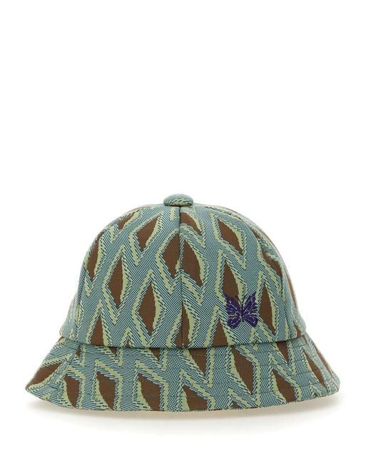 Needles Green Hat With Print for men
