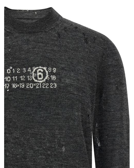 MM6 by Maison Martin Margiela 'numerieke Signature Mm6' Sweater in het Black voor heren