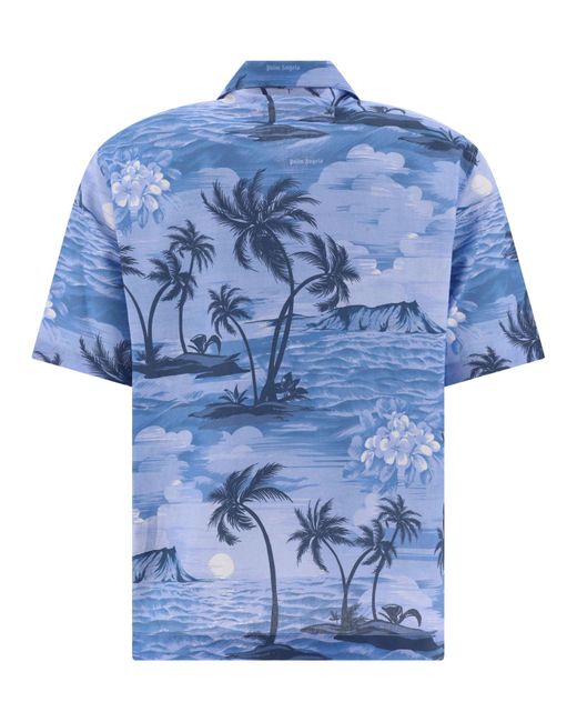 Palm Angels "sunset Bowling" Shirt in het Blue voor heren