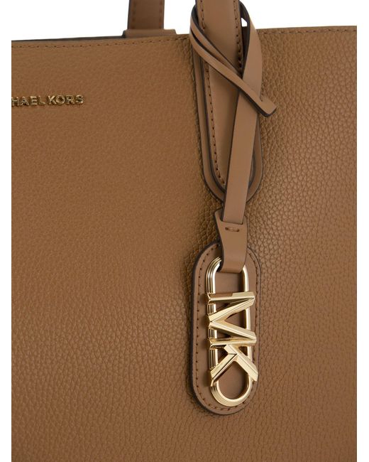 Michael Kors Brown Eliza Grained Leather Reversible Tote Bag