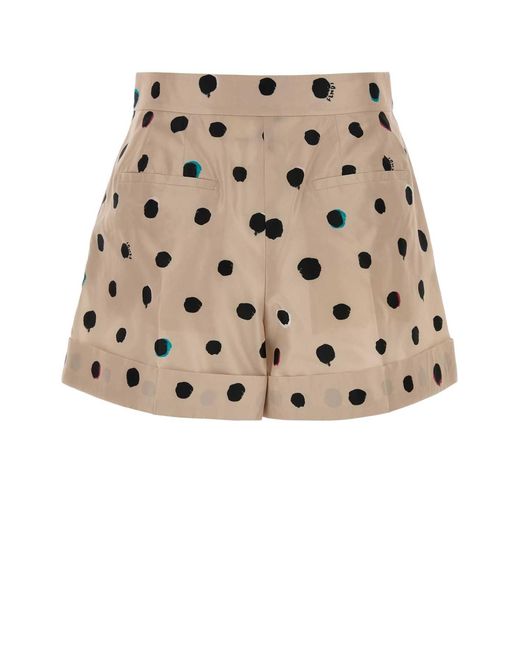 Fendi Natural Printed Taffeta Shorts