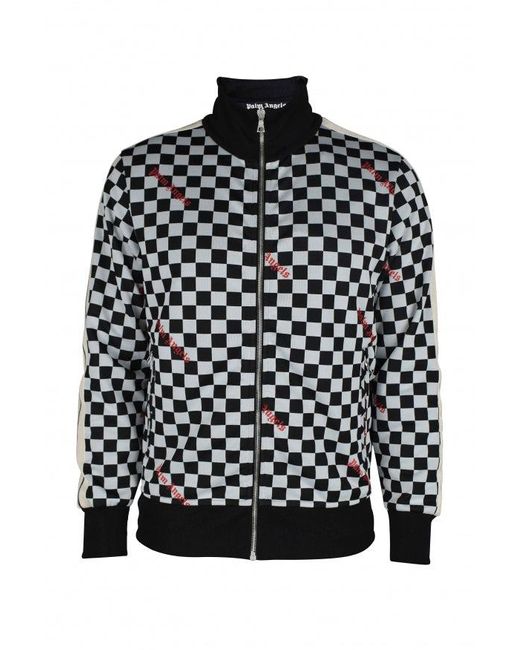 Palm Angels Black Checkerboard Print Vest With High Collar