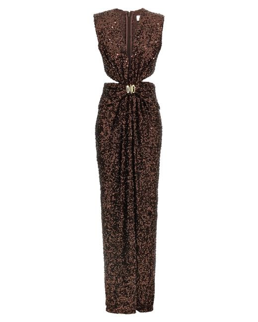 Elisabetta Franchi Purple Sequin Dress Skirts Brown