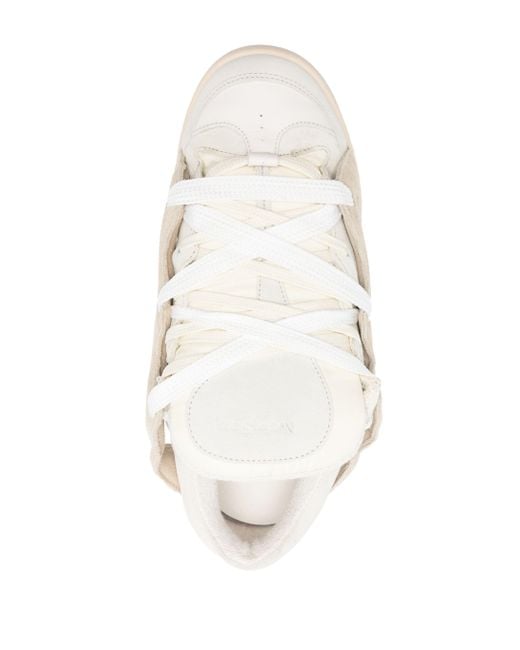 Santha White Panelled Padded Leather Sneakers for men