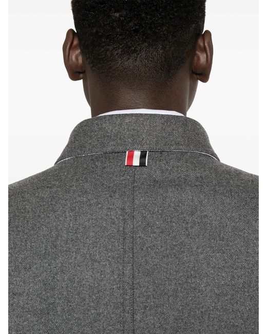 Thom Browne 4-Bar Vilten Shirtjack in het Black