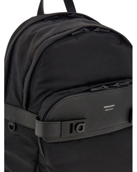 Ferragamo Black Twins Nylon Backpack for men