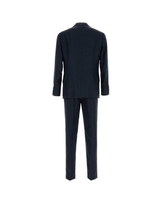 Brunello Cucinelli Navy Blue Silk Blend Suit for men