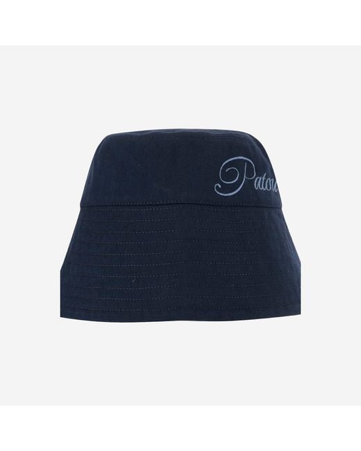 Patou Blue Cotton Bucket Hat With Logo