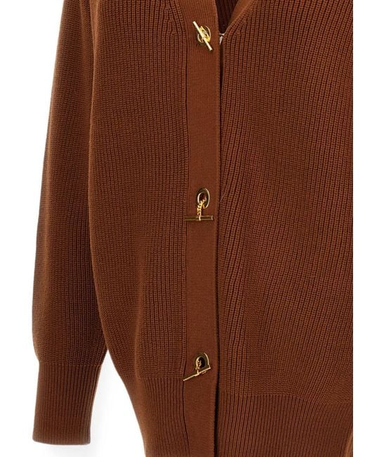 Elisabetta Franchi Brown V-Necked Cardigan
