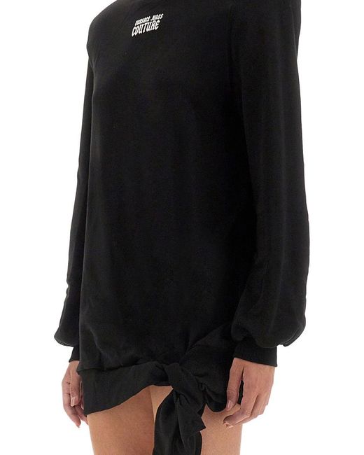 Versace Jeans Couture Black Sweatshirt Dress With Logo