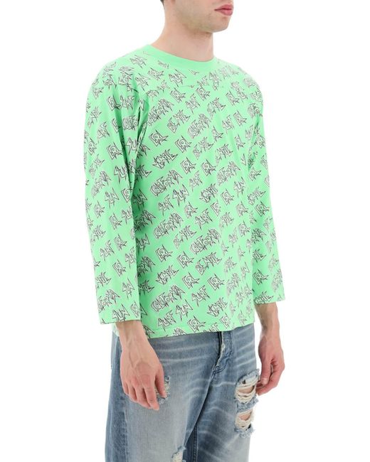 'Waffle' langes ärztliches T -Shirt mit ganzem Druck ERL pour homme en coloris Green