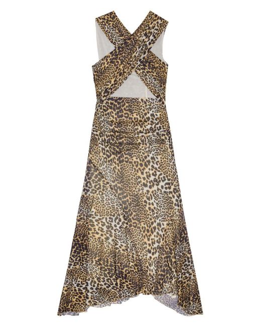 Ganni Natural Leopard Print Midi Dress for men