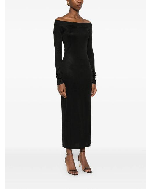 ANDAMANE Black Talia Off Shoulder Midi Dress