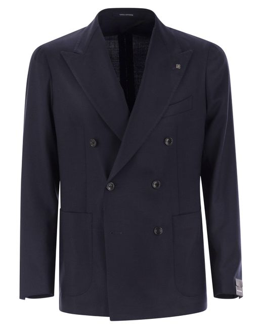 Tagliatore Doppelte jungfräuliche Wolljacke in Blue für Herren