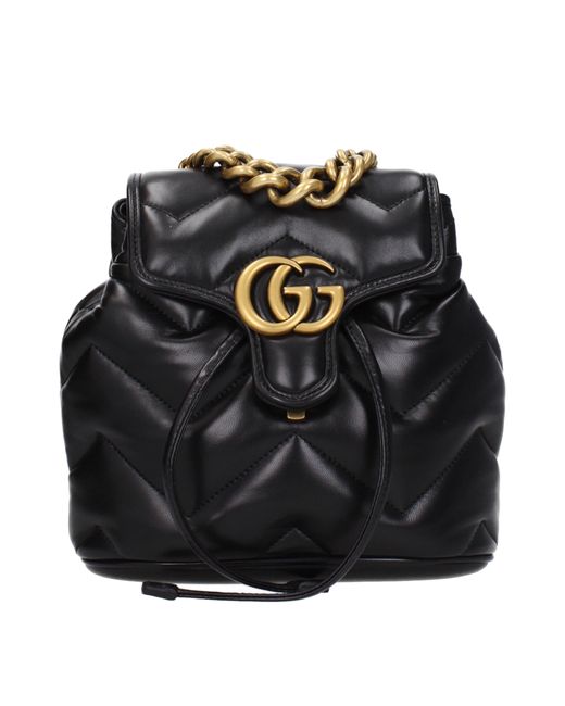 Gucci Black Marmont 2.0 Backpacks And Baby Bags Leather
