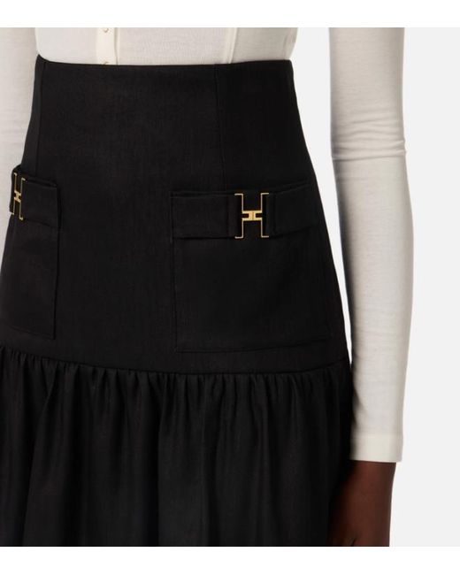 Elisabetta Franchi Black Linen Blend Skirt