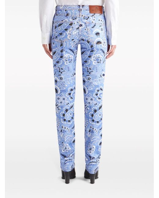 Etro Blue Printed Denim Jeans