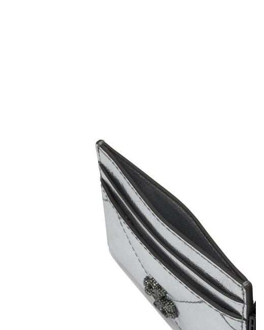 Tory Burch Gray Cow Leather Card Holder