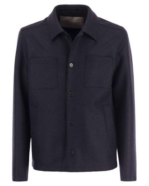 Herno Blue Wool Shirt Coat for men