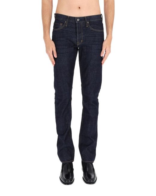 Tom Ford Blue Solid Jeans for men