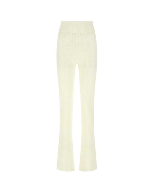 ANDREA ADAMO White Ivory Stretch Viscose Blend Pant