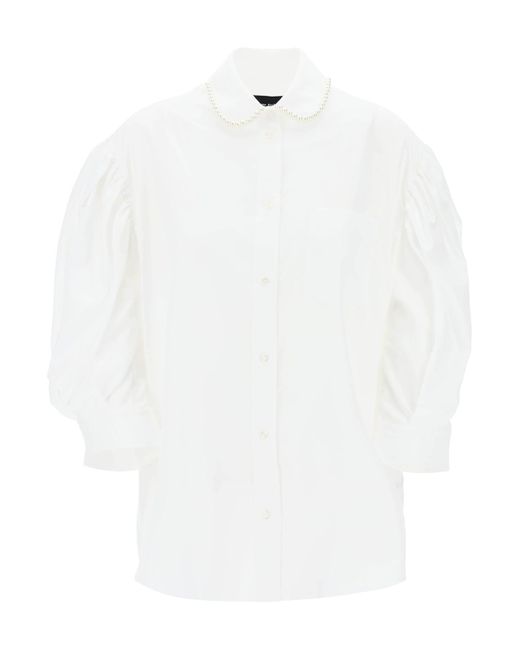 Simone Rocha Puff Sleeve Shirt Met Verfraaiing in het White