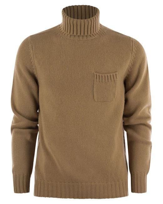 Fedeli Brown Wool And Cashmere Turtleneck Jumper for men