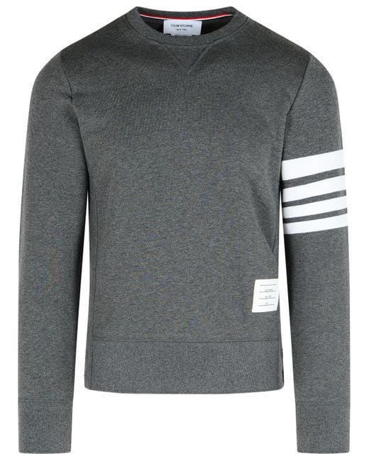 Thom Browne '4 bar' dunkelgraues Baumwoll -Sweatshirt in Gray für Herren