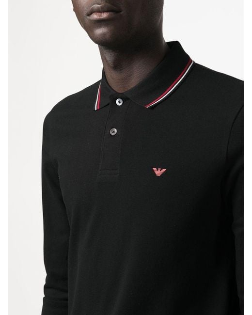 Emporio Armani Black Logo Cotton Polo Shirt