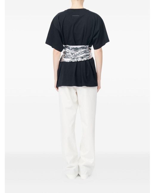 MM6 by Maison Margiela Black Gloves Detail Cotton T Shirt