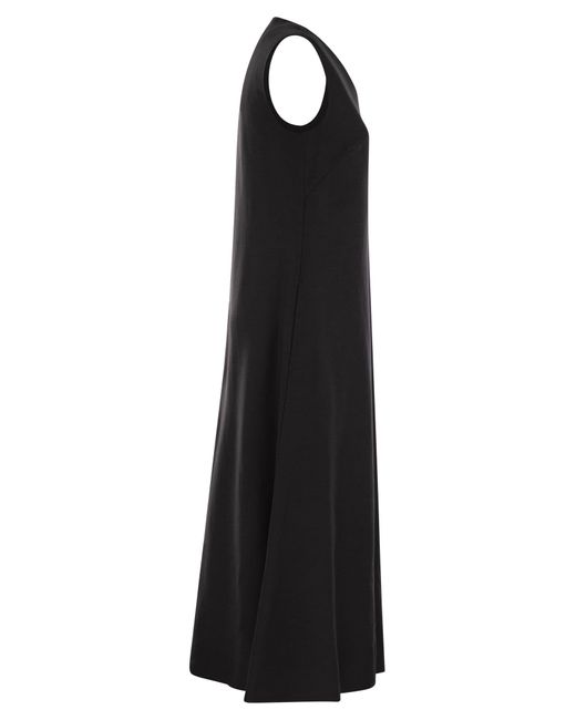 Weekend by Maxmara Egista Viscose En Linnen Canvas Wijd Uitlopende Jurk in het Black