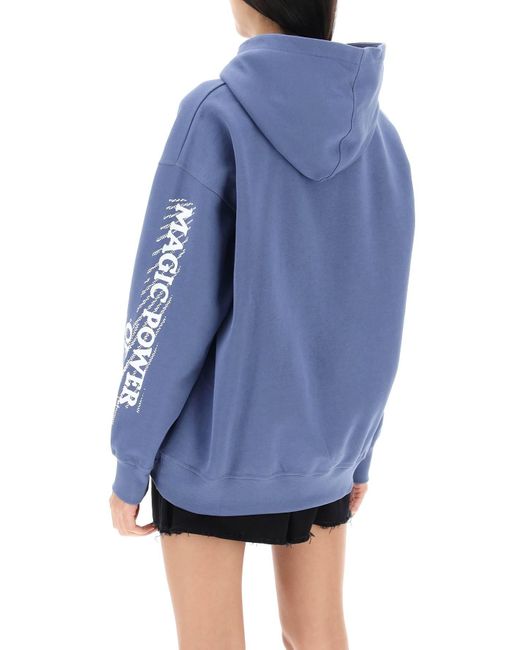 Ganni Blue Hoodie With Graphic Prints